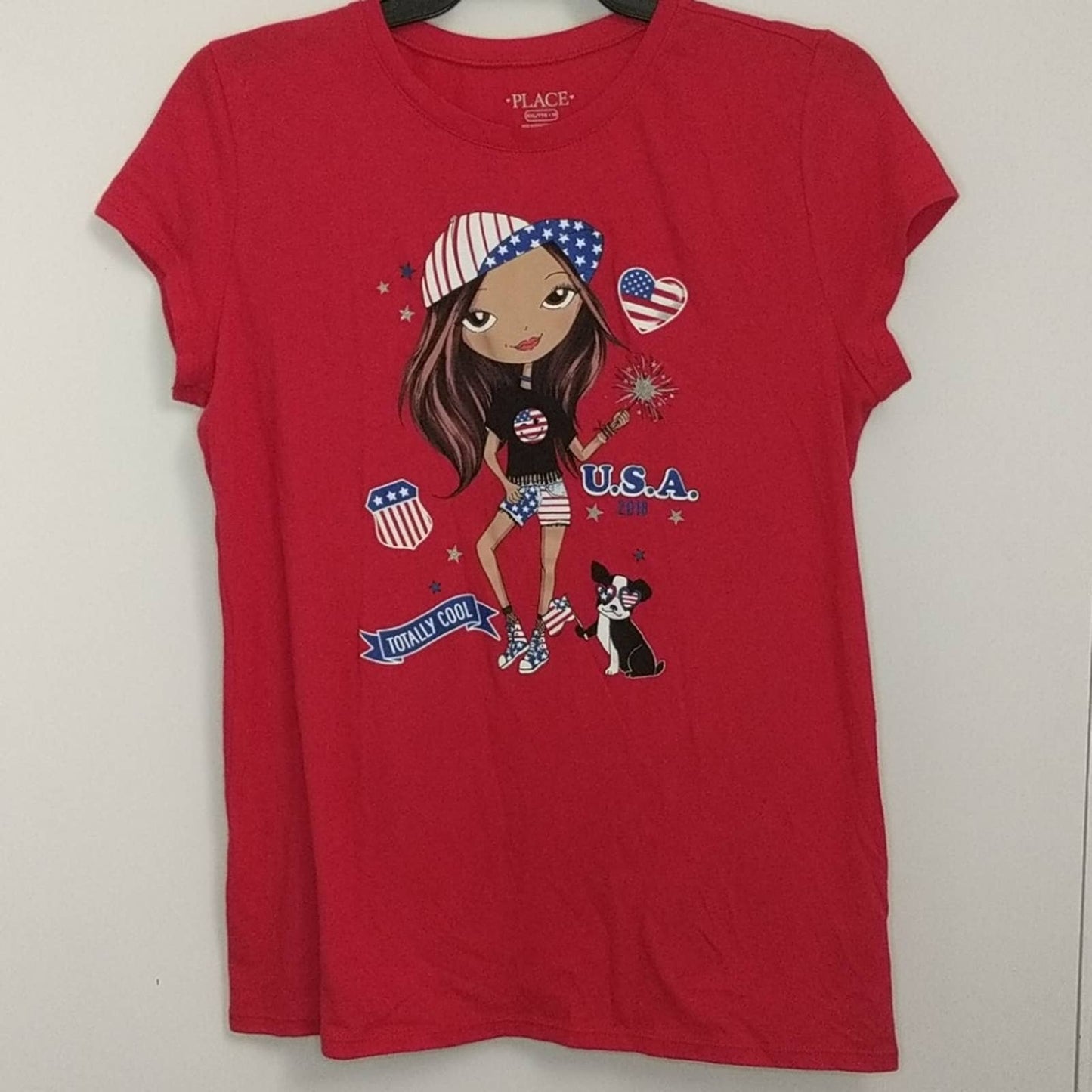 NEW THE CHILDREN'S PLACE Patriotic USA Flag Tee XXL 16