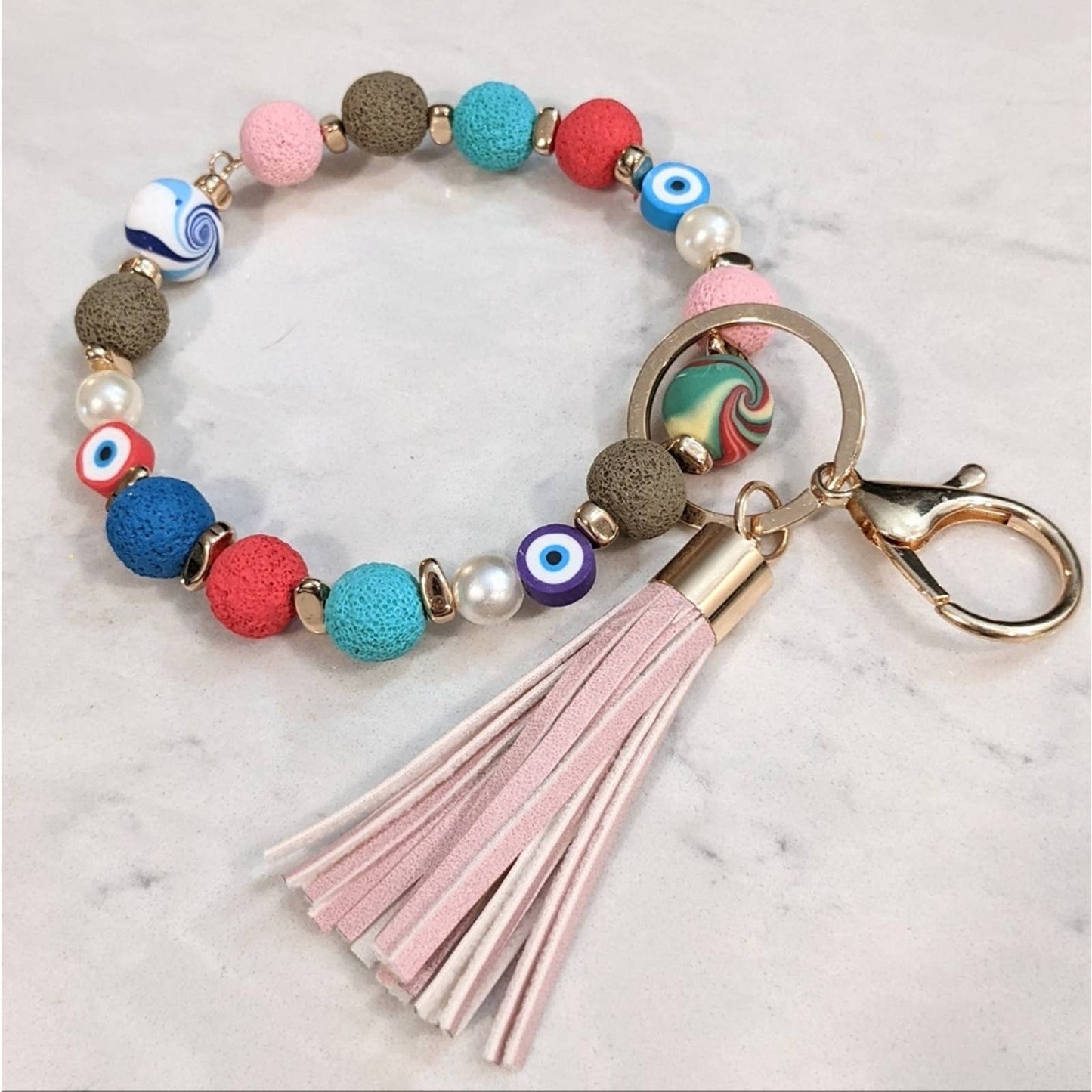 Beaded Tassel Keychain, Aquinnah Jewelry, Connecticut USA