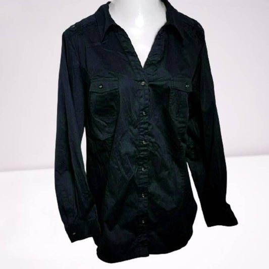 LANE BRYANT Black Button Up Career Top Plus 24 NEW