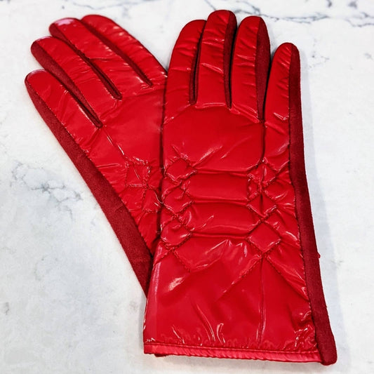 PUFFER TECH GLOVES in Shiny Red