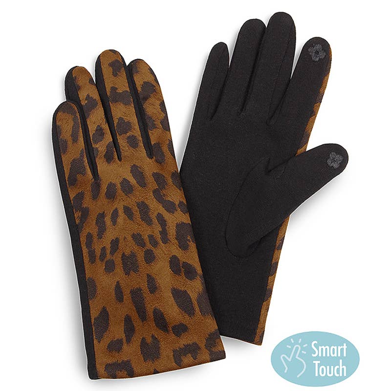 Brown Leopard Tech Gloves Adult One Size