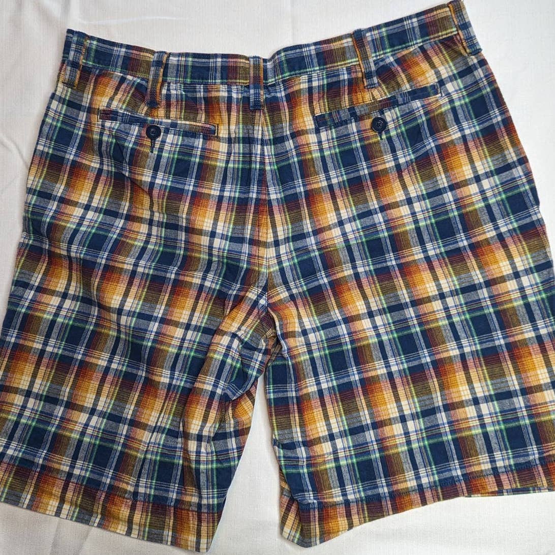 SONOMA Blue Yellow Plaid Men's Chino Golf Shorts Size 40 Summer Vacation
