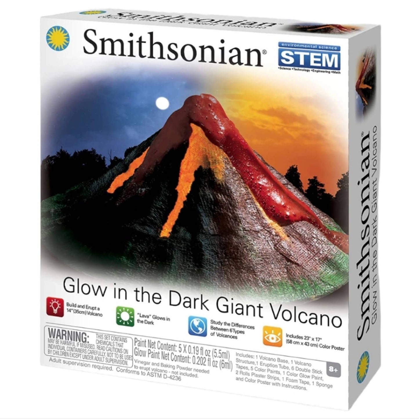 SMITHSONIAN Glow in the Dark Volcano Kit STEM New
