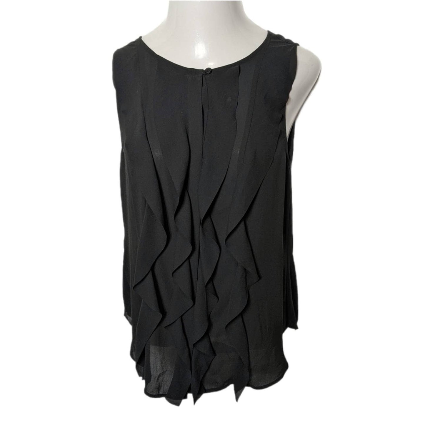 LOFT Black Ruffle Career Tank Women's Medium