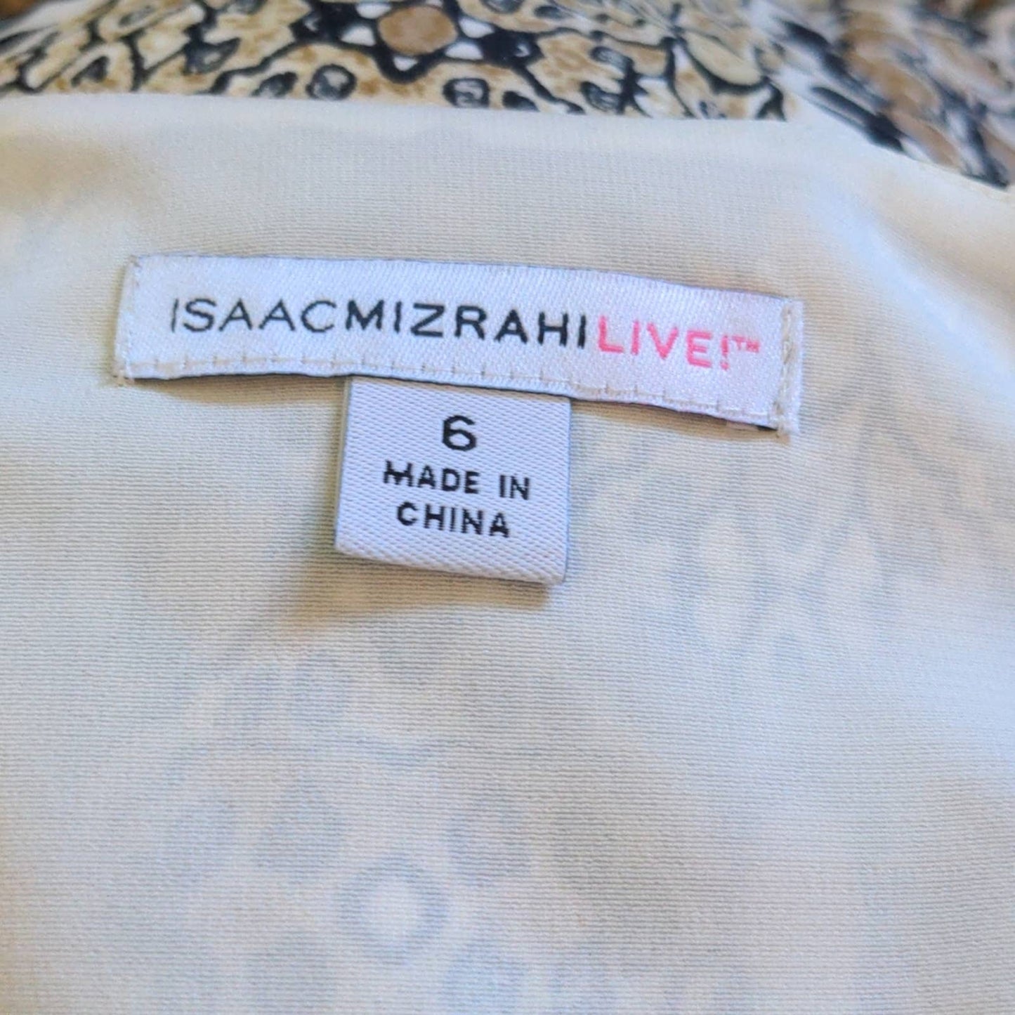 ISAAC MIZRAHI LIVE Tan Black Animal Print Lined Dress 6