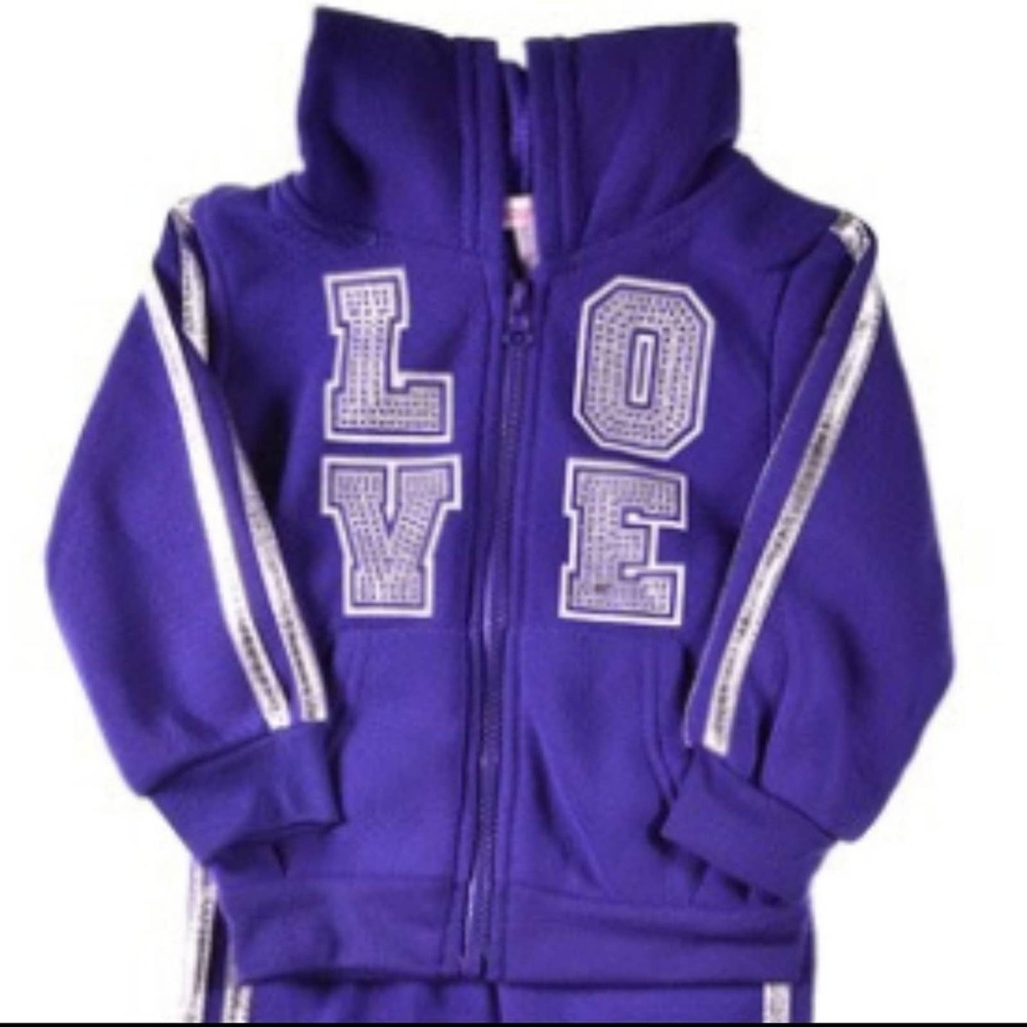 TEDDY BOOM Purple 2T Sparkle LOVE Zipper Hoodie Sweatpants NEW