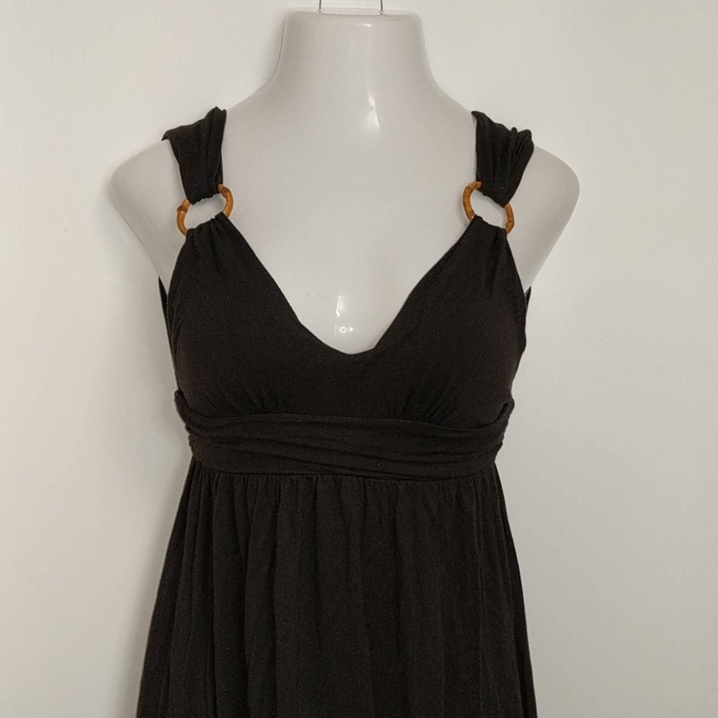 VICTORIA'S SECRET Black Plunge Sundress with Gold Rings Small