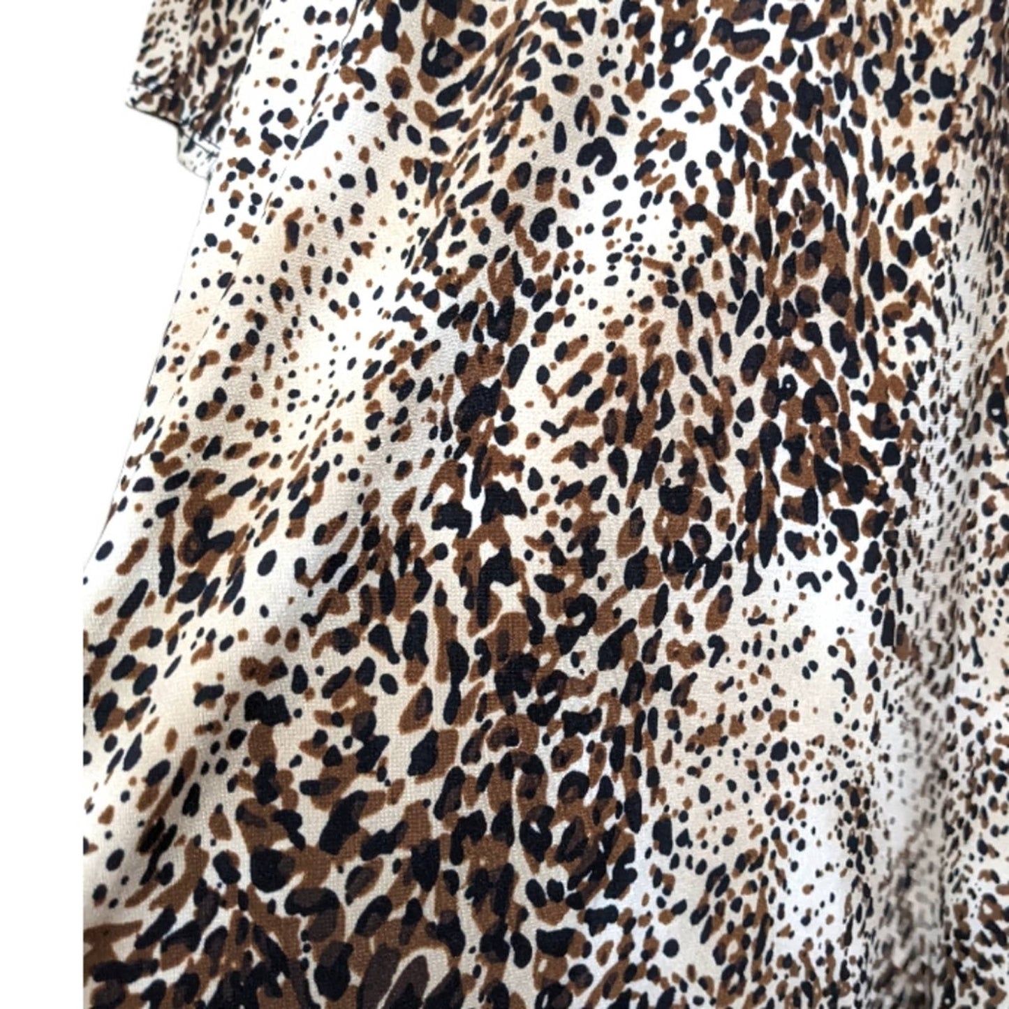 LAURA ASHLEY Tan Brown Leopard Cheetah Print Faux Wrap Career Top Plus 3X NEW