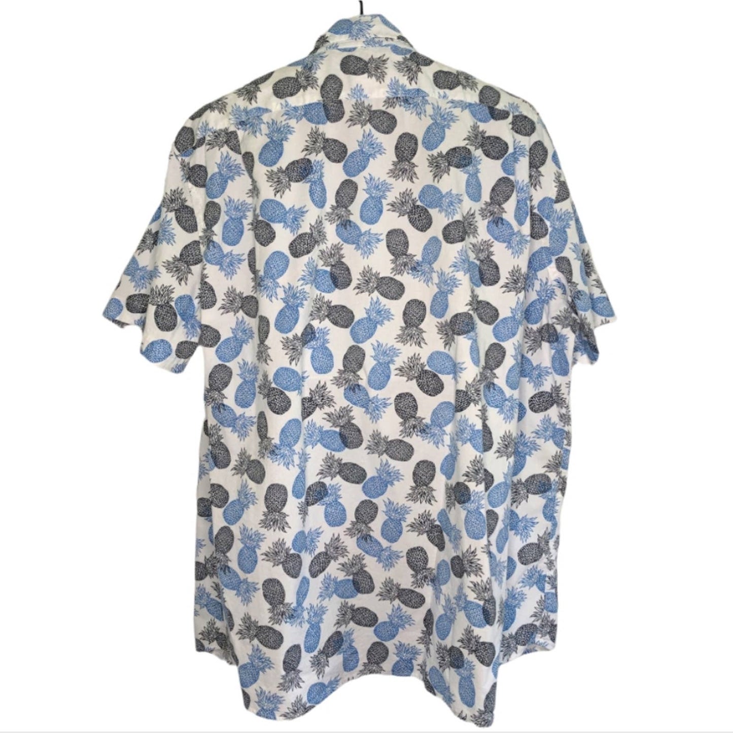 SONOMA Blue Black Pineapple Hawaiian Style Short Sleeve Button Down Shirt XXL