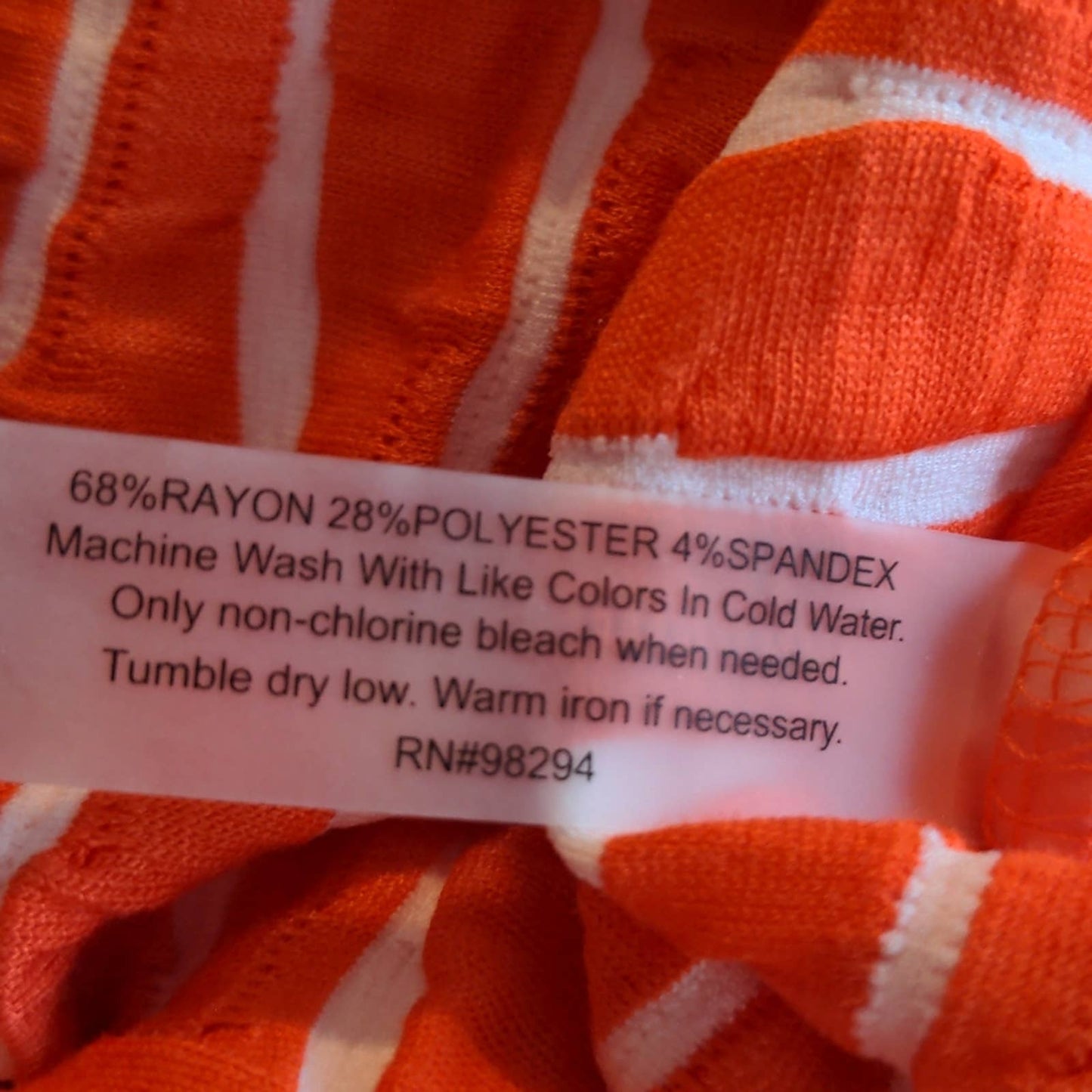 ONQUE CASUAL Orange Striped Textured Zipper Top Large NEW