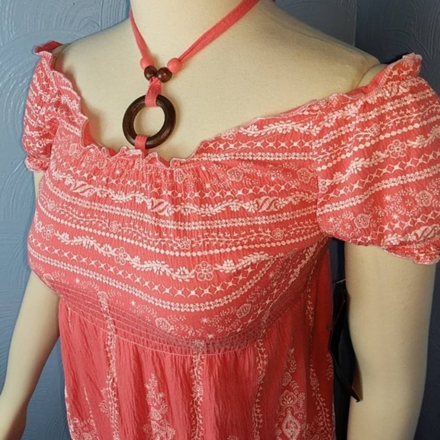 ALMOST FAMOUS Coral Off Shoulder Dress NEW Large