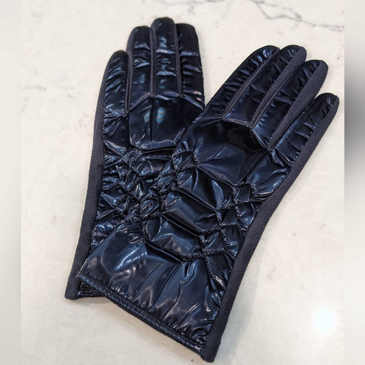 PUFFER TECH GLOVES Shiny Navy Blue