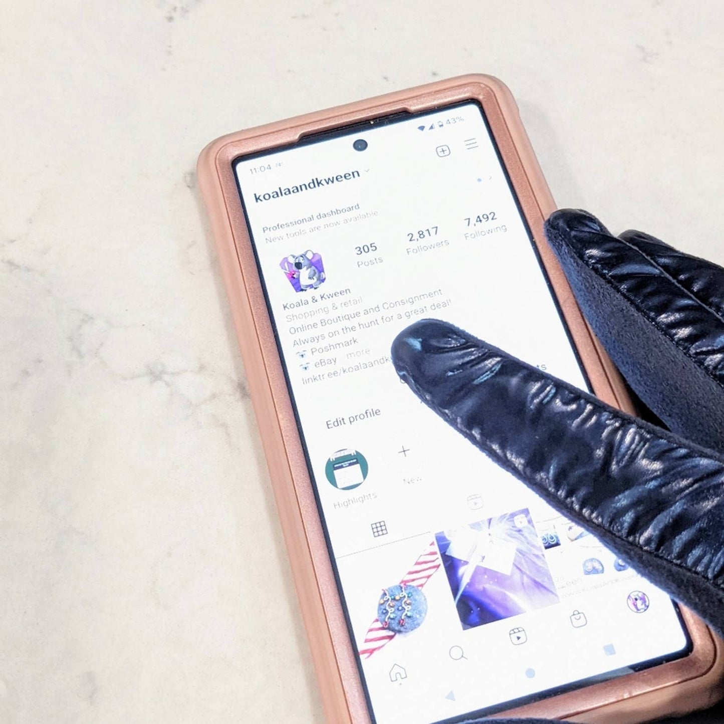 PUFFER TECH GLOVES Shiny Navy Blue
