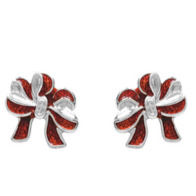 Holiday Set of 6 Post Sparkle Earrings Rudolph, Ornaments, Bows