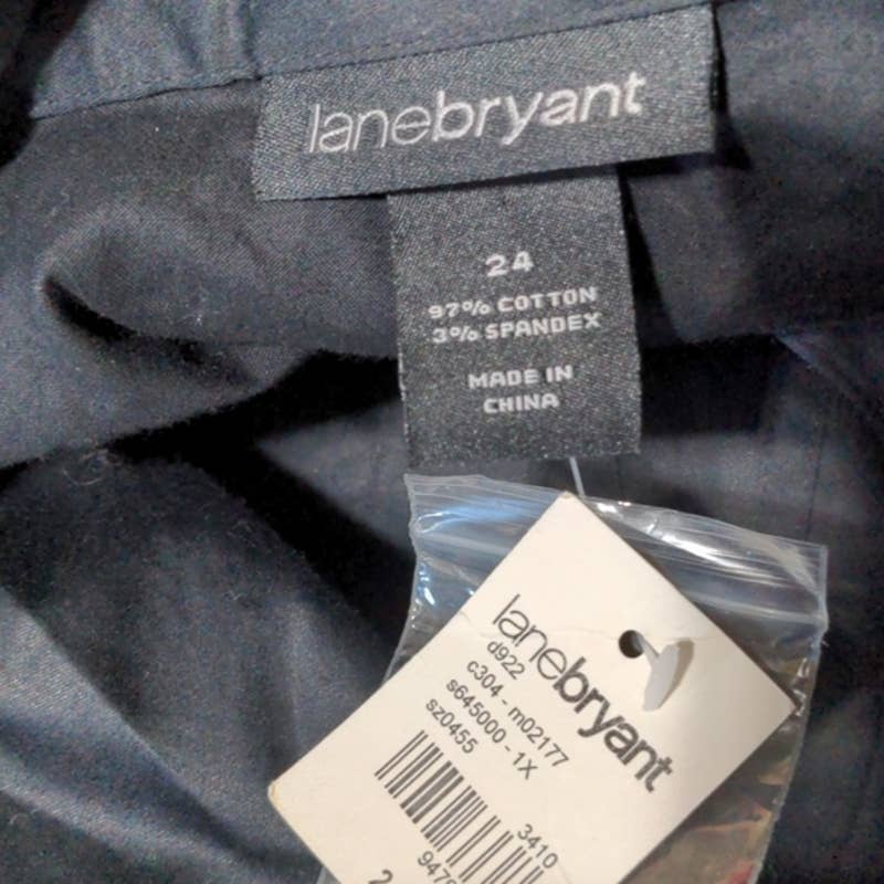 LANE BRYANT Black Button Up Career Top Plus 24 NEW