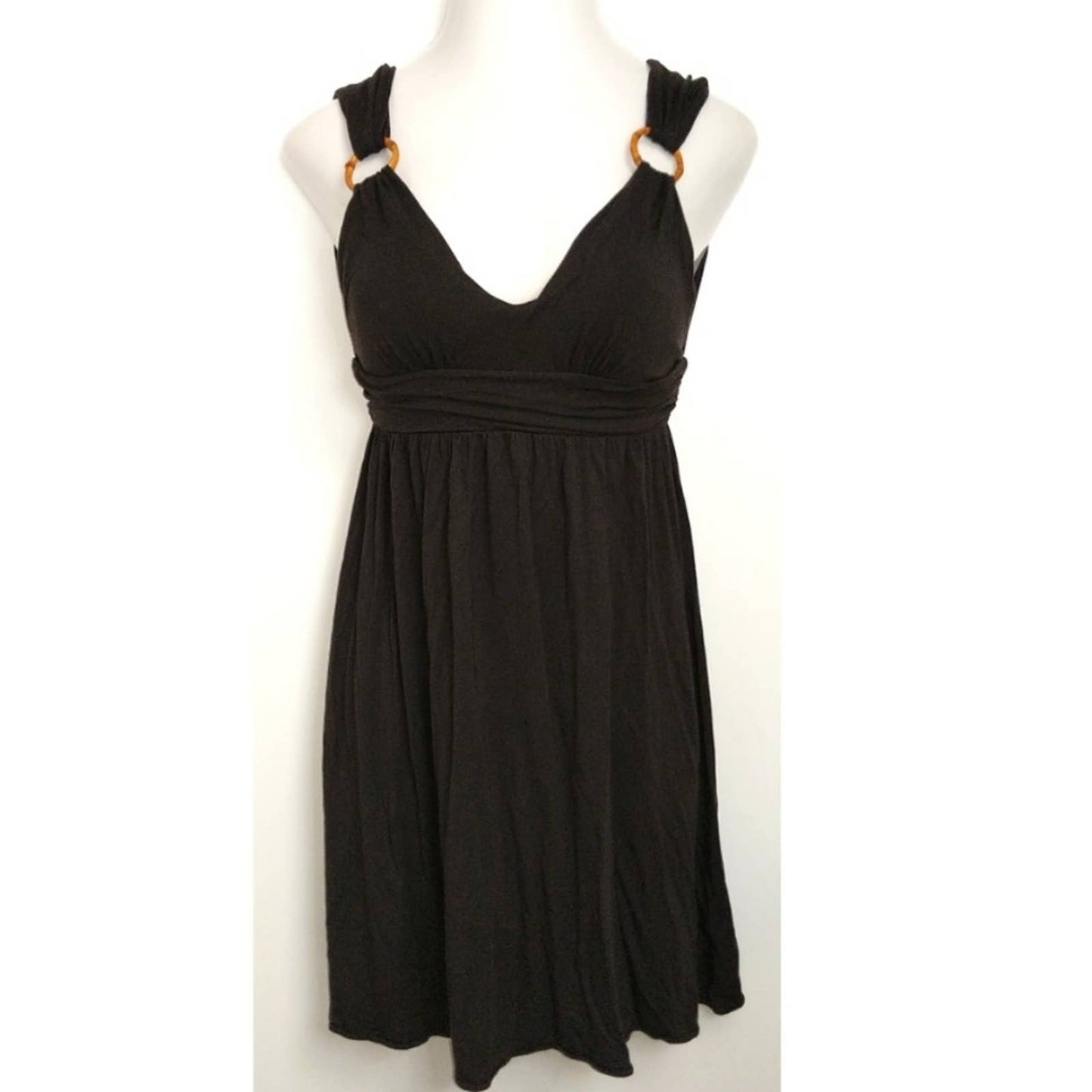 VICTORIA'S SECRET Black Plunge Sundress with Gold Rings Small