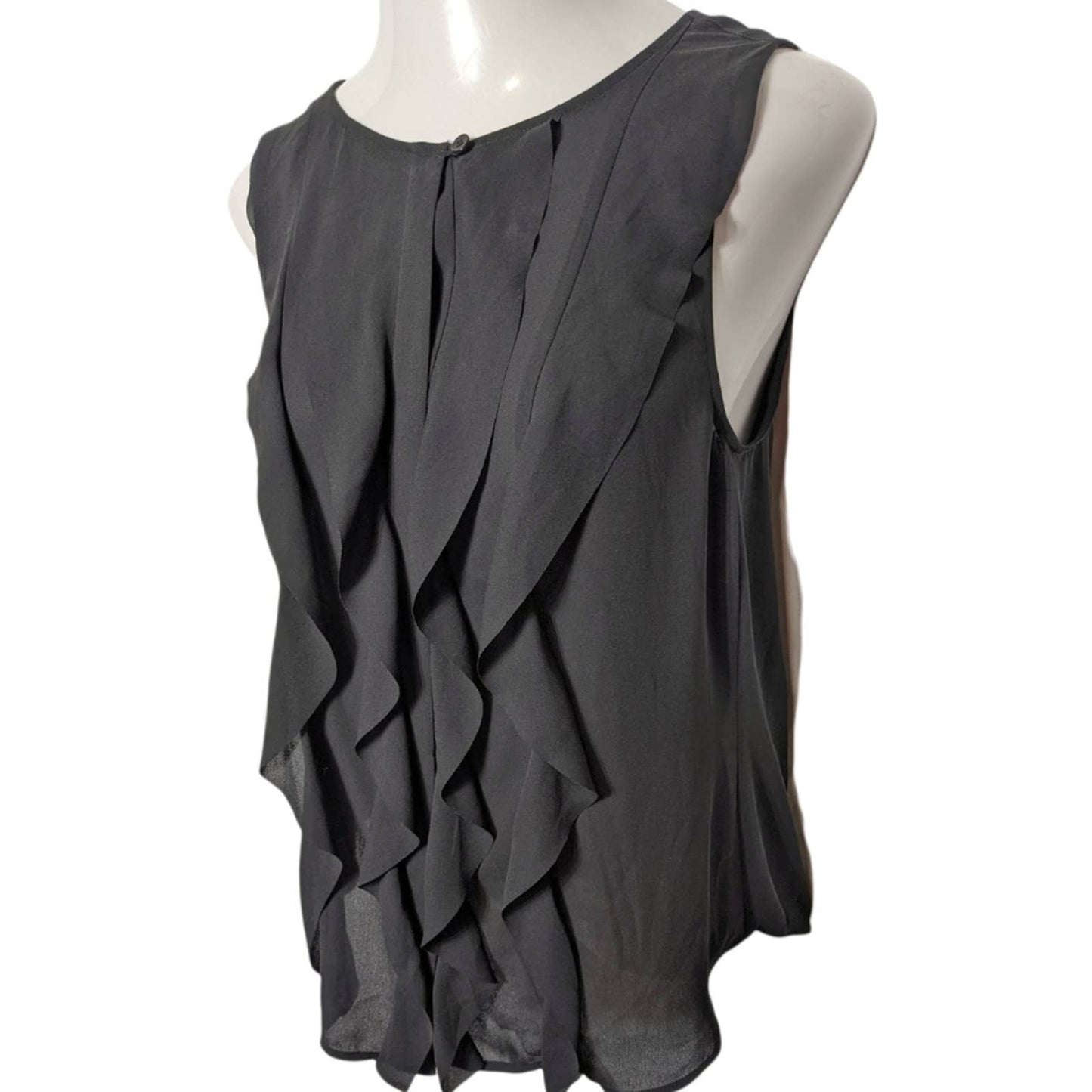 LOFT Black Ruffle Career Tank Women's Medium